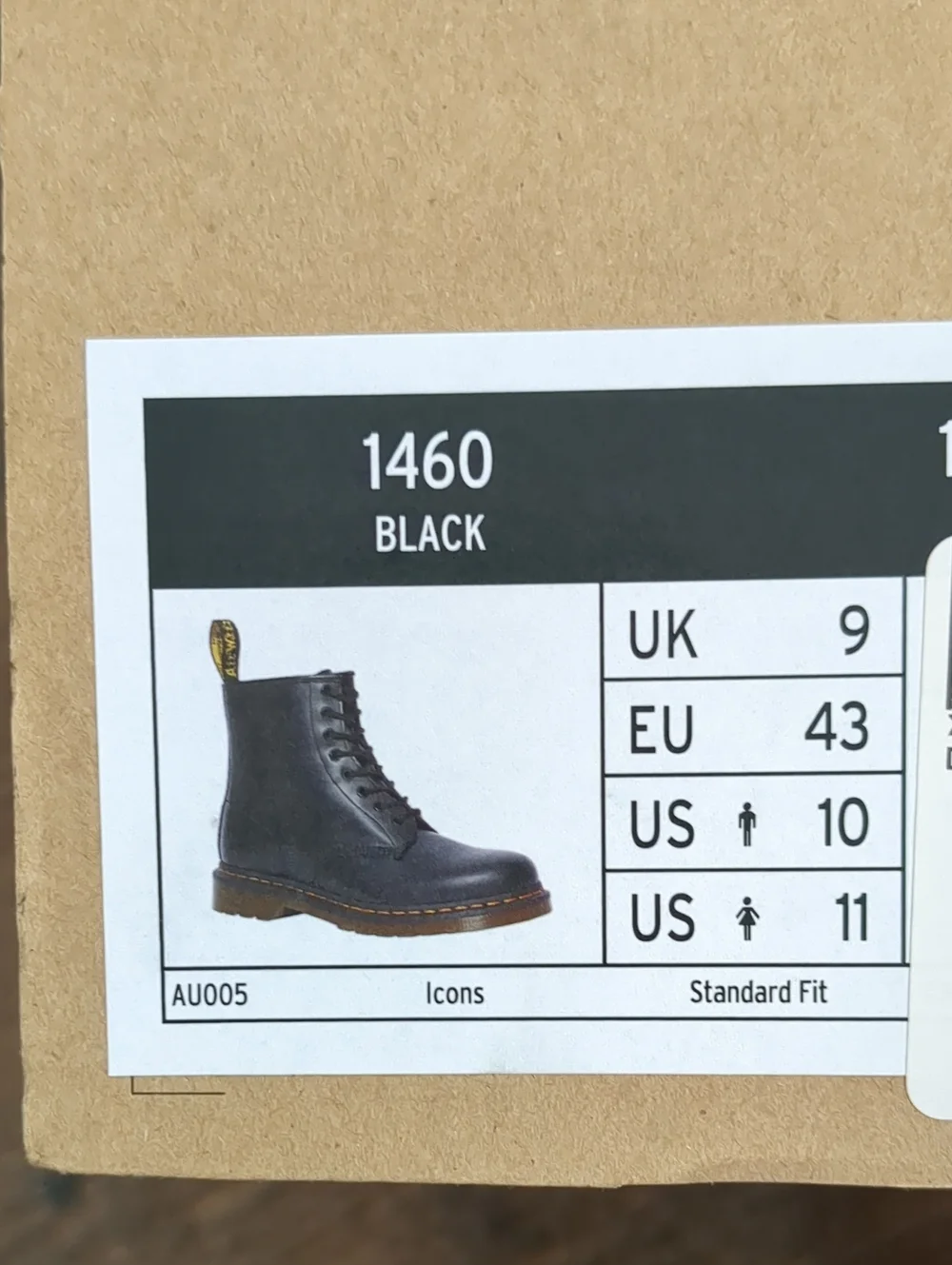Doc Dr. Martens 1460 Black Lace-Up Boot, NEW, Mens 10, Womens 11